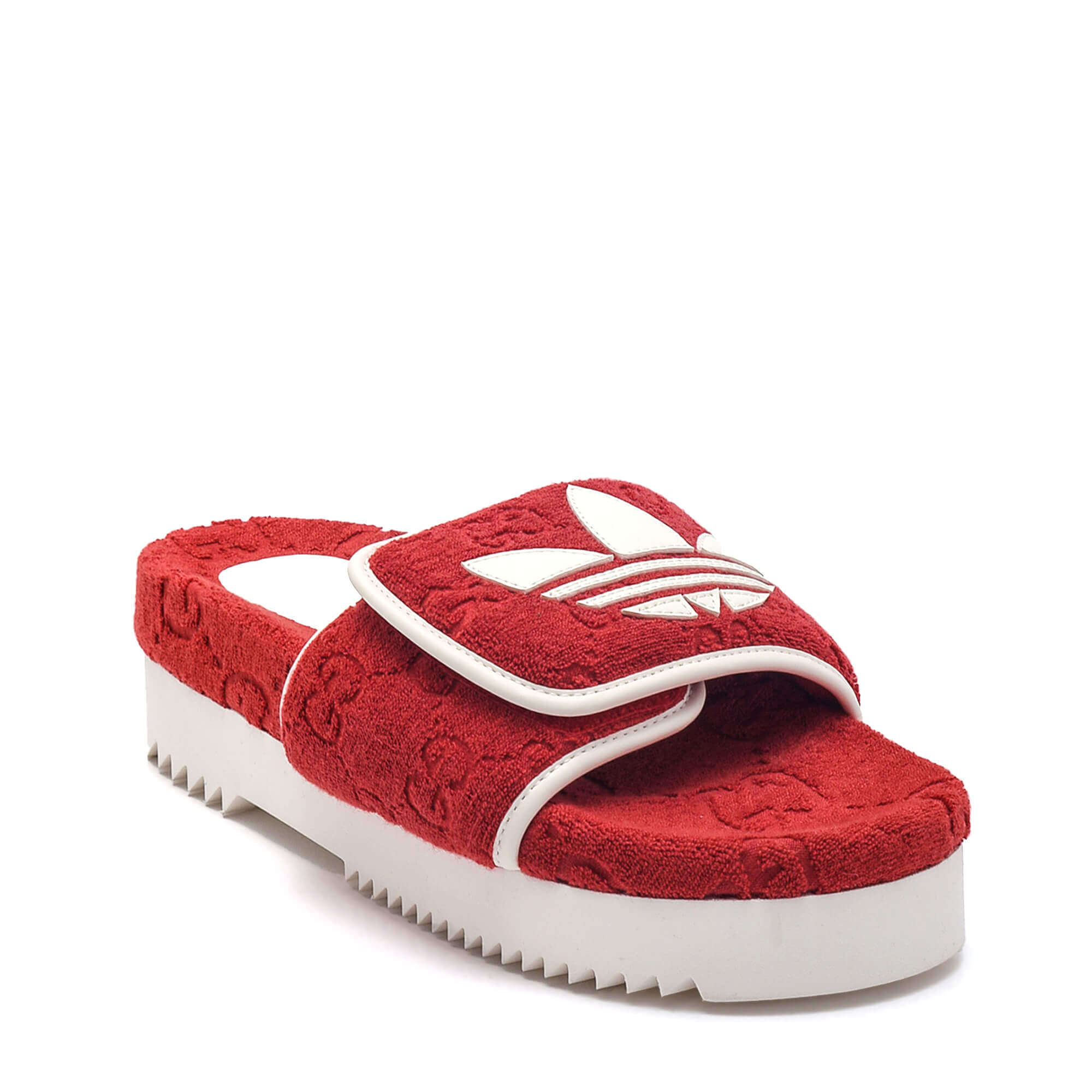 Gucci - Red Cotton Sponge GG Platform Rubber Sole Sandal